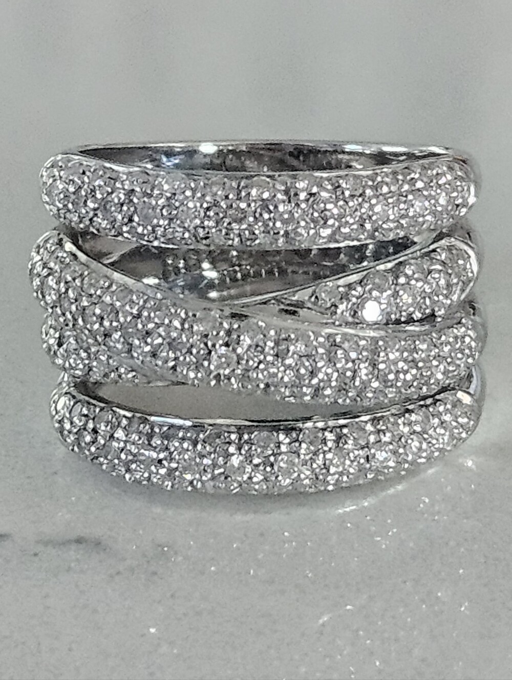 Le Vian 18k White Gold 1.38ctw Diamond Crossover Ring Size 7 8.2g